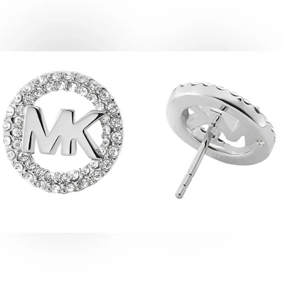 Michael Kors MK Logo Silver Stud Earrings